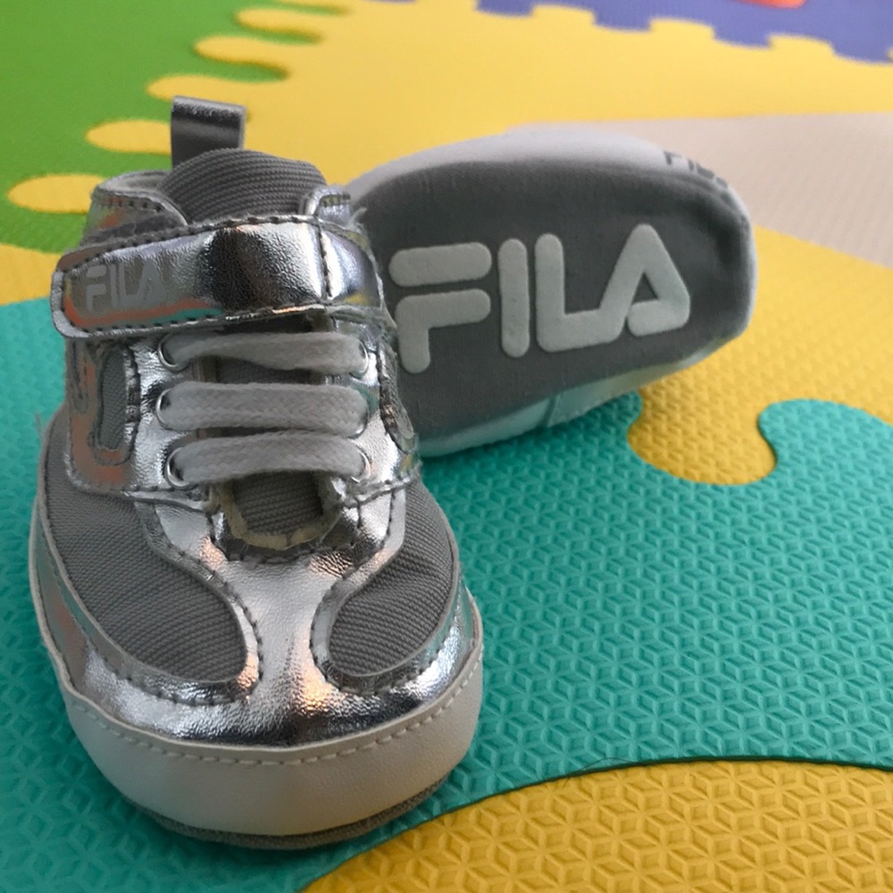 Silver/ Chrome baby sneakers size 0-6 M